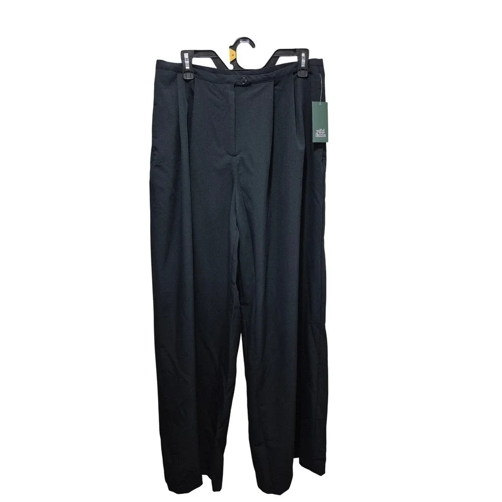 Wild Fable Black Wide Leg Pleated Trousers High Rise Pants Size‎ Medium NEW
